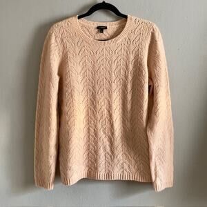 Talbots Peach Pointelle Knit Sweater Women Large Soft Classic Cottagecore Preppy